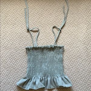 Green Smock Crop Top